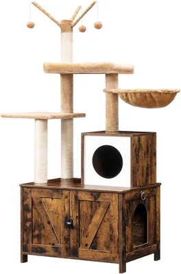 Produktbild von Kratzbaum Katzentoilettenmöbel, als Katzentoilette Abnehmbare Plüschball-Stange