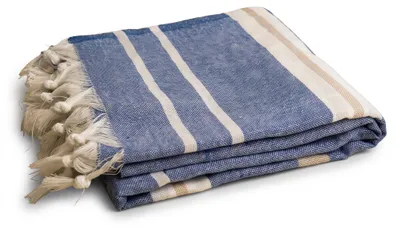 Produktbild von Hamamtuch Saunatuch ca. 90x200 cm »Saray« blau weiß beige, KI-generiertes Bild