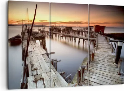 Produktbild von Bild auf Leinwand - Leinwandbild - Brücke Boot Meer - 105x70cm - Wand Bild - Wanddeko - Wandbilder - Leinwanddruck - Bilder - Kunstdruck - Wanddekoration - Leinwand bilder - Wandkunst - CE105x70-3807