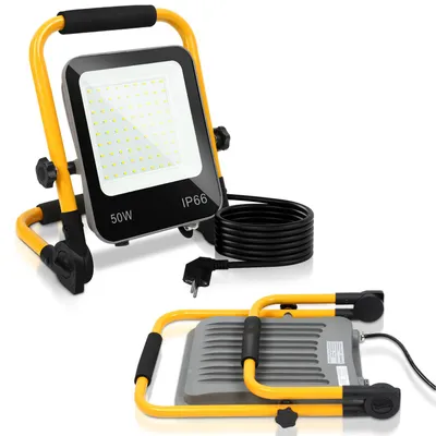 Zdjęcie produktu dla Zestaw 5 reflektorów LED ISOISL, moc 50 W, strumień świetlny 4000 lm, klasa szczelności IP66, lampa robocza z 3-metrowym kablem, przeznaczona do zastosowań w budownictwie, przemyśle i na zewnątrz