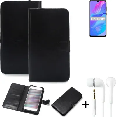 Produktbild von K-S-Trade Wallet Case Handyhülle kompatibel mit Huawei P Smart S Schutzhülle Flip cover Flipstyle Tasche Hülle Flipcover Slim Bumper schwarz + in