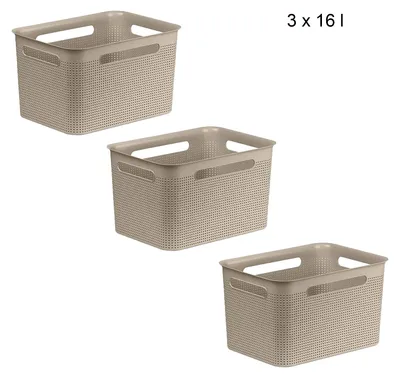 Produktbild von Rotho 3er Set Aufbewahrungsboxen 16L Brisen - Organizer je 36 x 26,2 x 21,1 cm - Dekobox aus Kunststoff - Aufbewahrungsbehälter