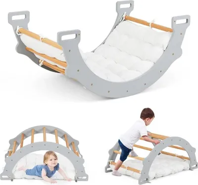 Produktbild von Kletterbogen aus Holz mit weichem Kissen für Kinder
