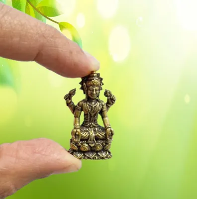 Messing-Idol Lakshmi, Miniatur-Sammelfigur, gold, 1,7x1,2x3 cm