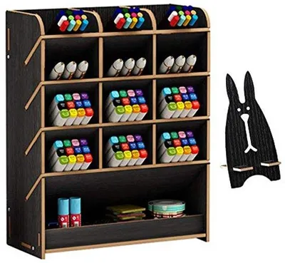 Produktbild von Famanu Holz Schreibtisch-Organizer mit Schublade - Multifunktional