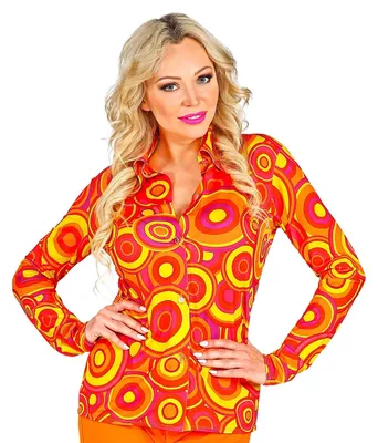 Obrázok produktu pre 70er JAHRE BLUSE Bubbles orange (S/M)