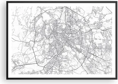 Produktbild von Gerahmtes Poster - Schwarzer Rahmen - Stadt Karte Rom - 100x70 cm - Wand Bild - Wanddeko - Wandbilder - Kunstposter - Wandposter - Bilderrahmen - Bilder - Kunstdruck - P2BAA100x70-4682