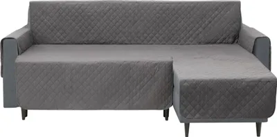 Image de Couverture de protection pour canapé d'angle, housse de canapé, matelassée, réversible, stable, protection contre les salissures de chien, d'enfant,avec poche, Gris, Link canapé d'angle 200 cm