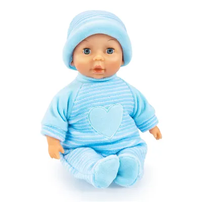 Obrázok produktu pre Bayer Design 92802AU My First Baby 28 cm, detská bábika, mäkké telíčko so spiacimi očami, veľmi praktická, roztomilé oblečenie, modrá so srdiečkom