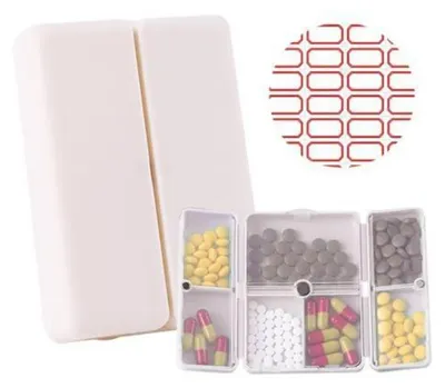 Obrázok produktu pre Kryt na lieky na 7 dní, plastový | Prenosné puzdro na lieky s 7 priehradkami, magnetické, krémovej farby