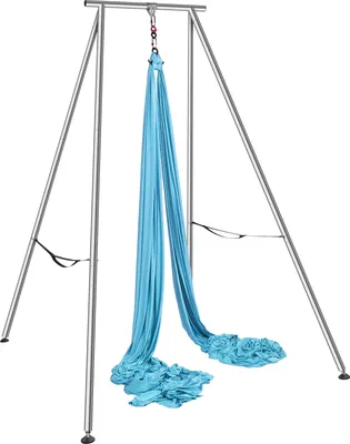 Immagine prodotto di SucceBuy Supporto per yoga aereo e amaca, altezza 2,95 m Supporto per altalena professionale con amaca aerea da 12 m, portata massima di 250 kg per lo yoga all'interno e all'esterno, blu