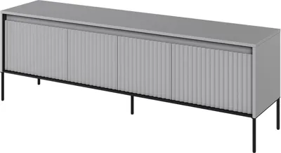 Produktbild von TV-Schrank TREND TR-05 mit 4 Türen LED-Beleuchtung Fernsehschrank 167 cm Fernsehtisch Lowboard Wohnzimmer Schrank Grifflos Push-to-Open Geriffelt Modern (Grau)