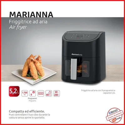 Produktbild von Melchioni 118340045, Heißluftfritteuse, 5 l, 80 °C, 200 °C, 60 min, Einzelbild
