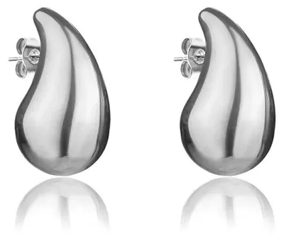 Imagen del producto de Pendientes de acero inoxidable con forma de lágrima, diseño atemporal, modelo MCE24033S