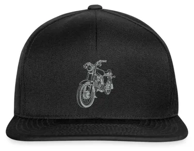 Produktbild von Spreadshirt Vintage Moped Silhouette Snapback Cap, One size, Schwarz/Schwarz