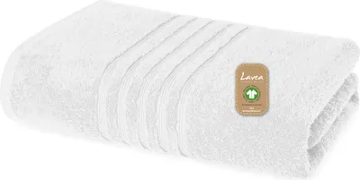 Produktbild von Lavea® Saunatuch 80x200 cm, Saunahandtuch Damen und Herren, Bali, großes Badetuch, saugstarkes Handtuch für Sauna Baden Duschen, 100% GOTS Baumwolle, Premium Frottier, Weiß