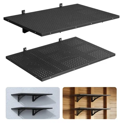Immagine prodotto di Set da 2 scaffali da parete per garage - Scaffale metallico per carichi pesanti - Dimensioni 91,4 x 61,5 x 22,5 cm - Portata 127 kg per scaffale - Per riporre gli attrezzi - Montaggio a parete