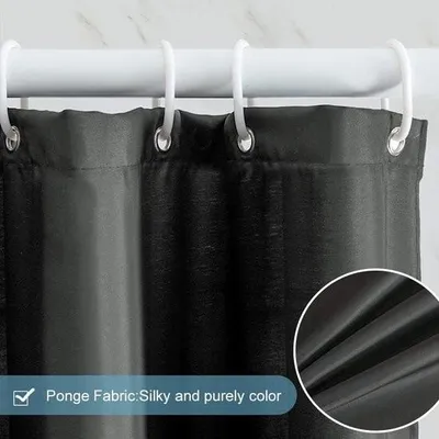 Immagine prodotto di Tenda da doccia, tessuto in poliestere antimuffa, tende da doccia impermeabili, tessuto lavabile per bagno o stanza da bagno, 12 ganci per tenda da doccia, grigio scuro, extra lunga 180 x 210 cm.