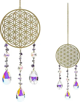 Obrázek produktu pro Suncatcher s květem života a ametystem -- sada 2 ks - 38-39 cm