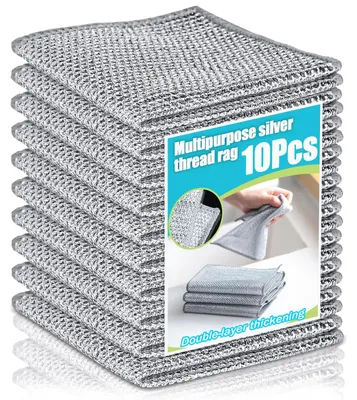 10er-Pack doppellagige Küchentücher 20x20 cm, Polyester, kratzfrei