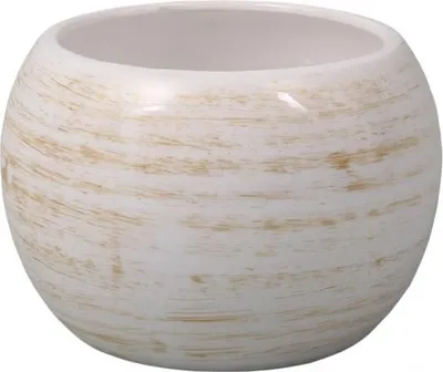 Obrázek produktu pro Obal na květináč keramický MANES STRIP bílý žíhaný lesk 16 cm