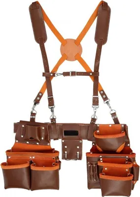 Produktbild von Famanu Werkzeuggürtel aus Leder mit 19 Taschen - 736,6 - 1371,6 mm Taille