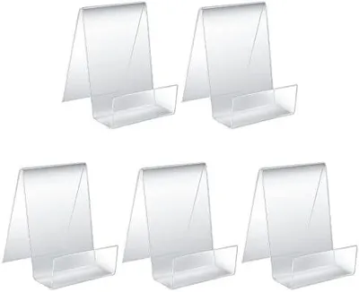 Produktbild von 5 Stück Durchsichtige Acryl Buchständer, Tischständer Schräg, Tablet Halter Buchstützen, Staffelei Aufsteller Ständer Zum Anzeigen von Fotos, Büchern, Musik, Kunsthandwerk