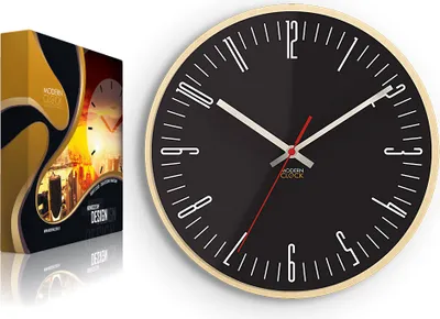 Produktbild von ModernClock, wanduhr, Quarzuhr, Uhr, Wohnzimmeruhr, Piano schwarz 30cm