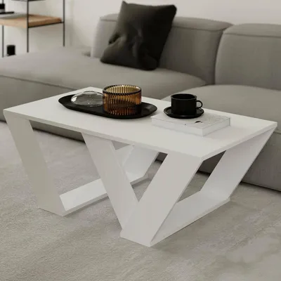 Produktbild von Wohnzimmertisch Dmelegon, Niedriger Wohnzimmertisch, Kaffeeregal, Couchtisch für Sofa, 110x60h40 cm, Weiß