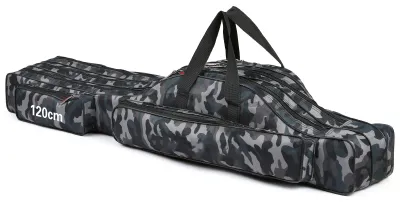Produktbild von 3-lagige Angelruten-Tasche, tragbar, faltbar, Angelruten-Tragetasche, Angelrolle, Angelgeraet, Aufbewahrungstasche