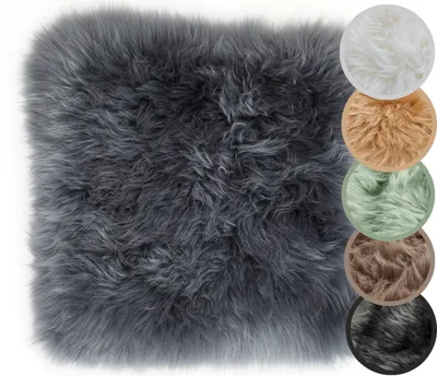 Echtes Schaffell-Sitzkissen in 6 Farben: Weiß, Taupe, Schwarz, Salbei, Grau, Cognac
