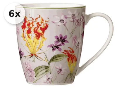 Produktbild von Kaffeebecher 350ml 6er Set Flora grau