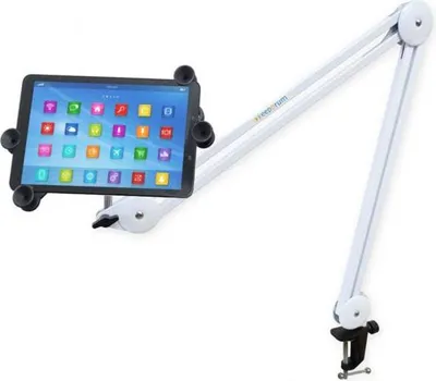 Immagine prodotto di supporto per tablet keepdrum con braccio articolato bianco