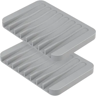 Immagine prodotto di Portasapone in silicone con scarico, 2 pezzi, grigio, antiscivolo, per bagno e cucina