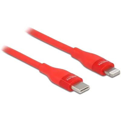 Produktbild von Delock Daten- und Ladekabel USB Type-C zu Lightning für iPhone, iPad und iPod rot 0,5 m MFi