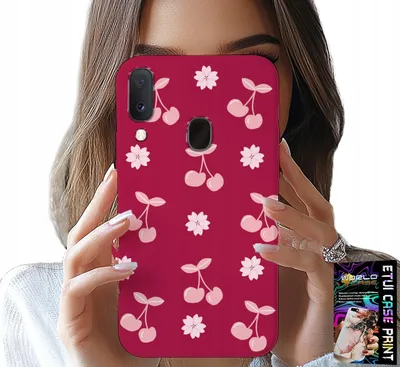 Produktbild von Tasche Für Samsung Galaxy A20E - Kirschen, Kirschen Auf Kastanienbraunem Hintergrund + Folie