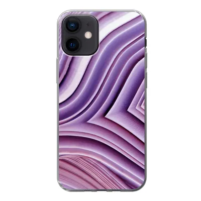 Produktbild von MuchoWow® Handyhülle Schutzhülle Hülle für iPhone 12 Naturstein - Nahaufnahme - Weiß Silikon Softcase Handy Hülle - Schutzhülle