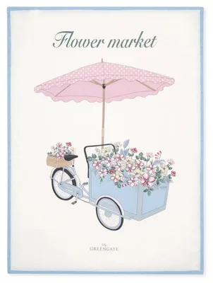 Produktbild von Greengate Geschirrtuch Portia Flowers White