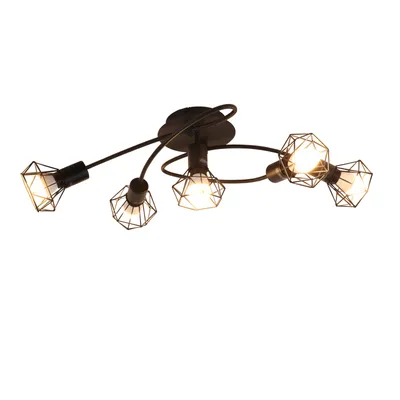 Produktbild von ZMH LED Deckenleuchte E14 Schwarz Deckenstrahler 5 Flammig Industrial Deckenspots Schwenkbar 350° Retro Spotlight Wohnzimmer Küche Ohne Leuchtmittel