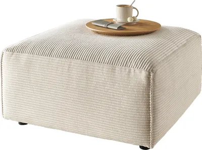 Produktbild von KAWOLA Hocker RANI Polsterhocker Cord cremeweiß