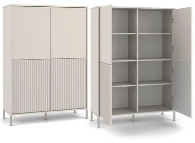 Image de Meuble de rangement – Commode – Armoire élancée de 103,5 cm – Couleur cachemire – Portes TIP-ON sans poignées