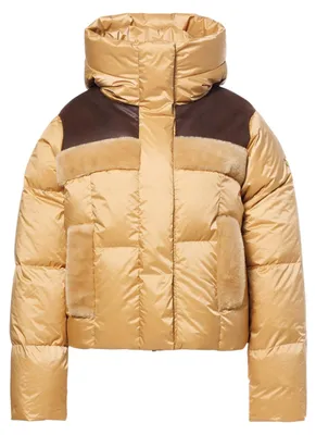 Imagen del producto de Chaqueta de esquí para mujer, acolchada, con capucha y cuello de imitación de piel, color beige, talla 36, marca GOLDBERGH