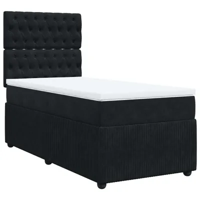 Produktbild von Boxspringbett mit Matratze Schwarz 90x200 cm Samt