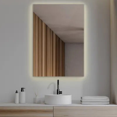 Produktbild von Coloray - Spiegel Rechteckig Schminkspiegel Kosmetikspiegel mit LED Beleuchtung - 70 cm x 50 cm - (Farbetemperatur: Warmweiß 3000K）