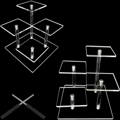 2er Set Riser-Displayständer, durchsichtig, 4 Ebenen, Acryl