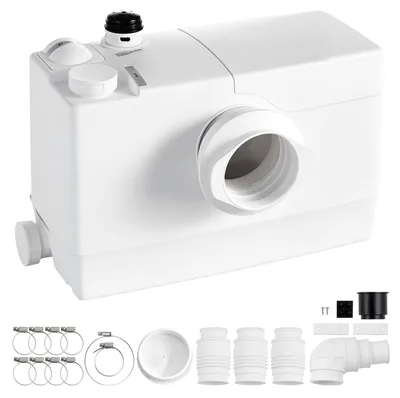 Produktbild von VEVOR Fäkalienhebeanlage 800 W 12000 L/h 10 m Förderhöhe mit 4 Einlässen, Weiße Abwasserhebeanlage Geeignet für Keller, WC, Waschbecken, Waschküche und Küche, Hebeanlage für Abwasser Zerhackerpumpe
