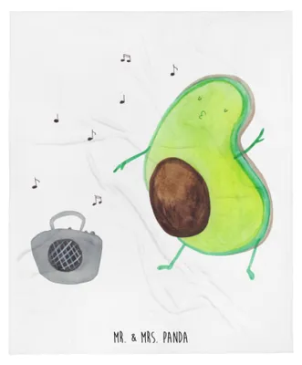 Produktbild von Mr. & Mrs. Panda Bettdecke Avocado Tanzen - Weiß - Geschenk, Plaid, Party, Feier, Wohndecke, Tagesdecke, Kuscheldecke, Musik, Decke, Sofadecke, Singen, Gesund