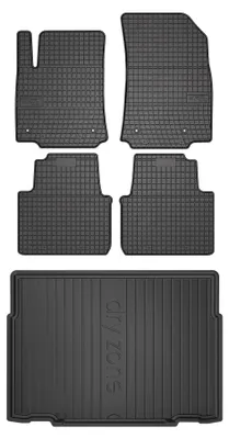 Zdjęcie produktu dla Dywaniki gumowe + mata bagażnika do Citroen C3 Aircross II 2017-2024 (SUV/crossover) – czarne, dopasowane – Wielganizator SolidPRO