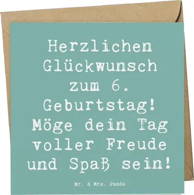 Produktbild von Mr. & Mrs. Panda Deluxe Karte Spruch 6. Geburtstag Freude - Meeresbrise - Geschenk, Glückwunsch, Grußkarte, Partyideen, Happy Birthday, besondere Anlässe, Kinderparty
