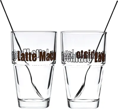 Image de Leonardo Latte Macchiatto Beaker 'Solo LM' mit Löffel, 400ml, Ø 8,5 x 14,7cm (4er Set)